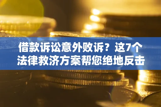 武汉借款诉讼意外败诉？这7个法律救济方案帮您绝地反击！