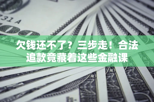 武汉欠钱还不了？三步走！合法追款竟藏着这些金融课